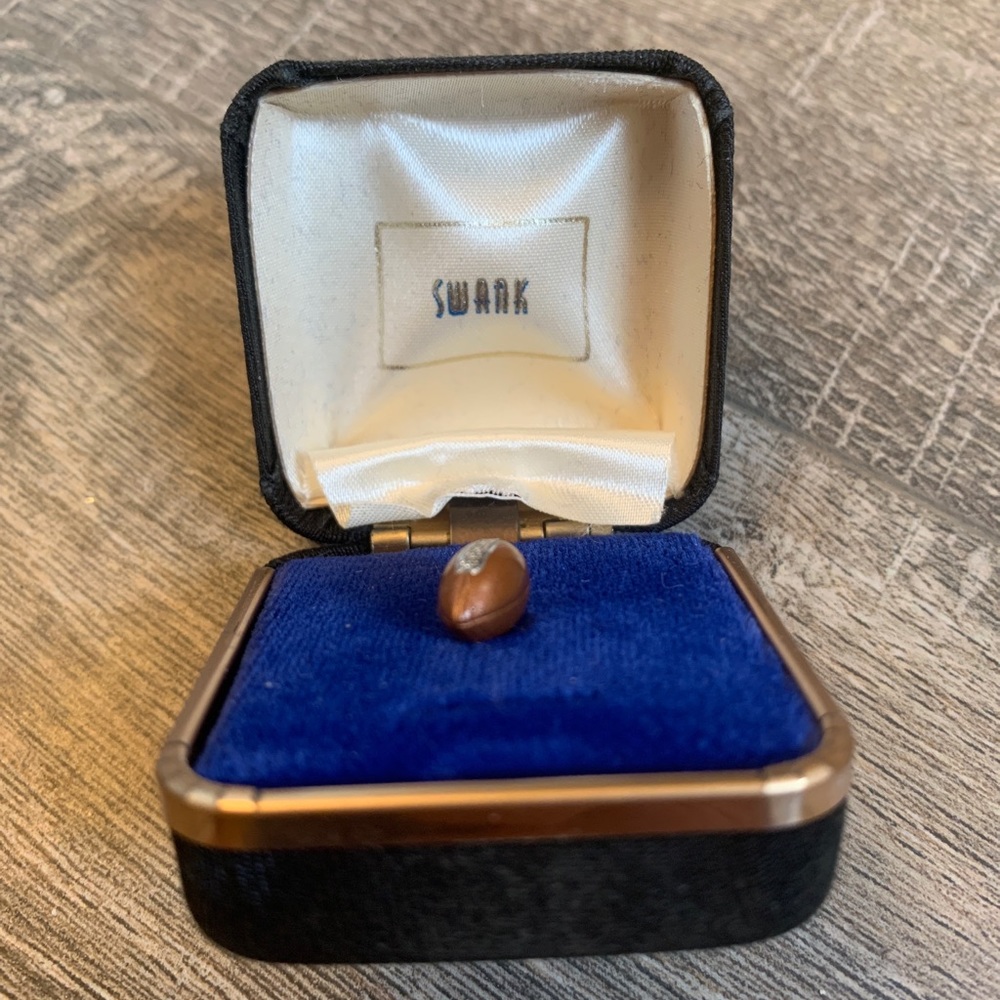 Vintage Swank Football Tie Tac Pin With Chain In Original Box